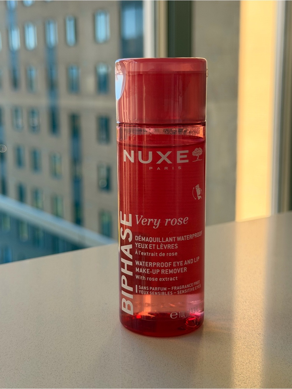 NUXE Very Rose Biphase Waterproof Eye & Lip Makeup Remover. 100ml